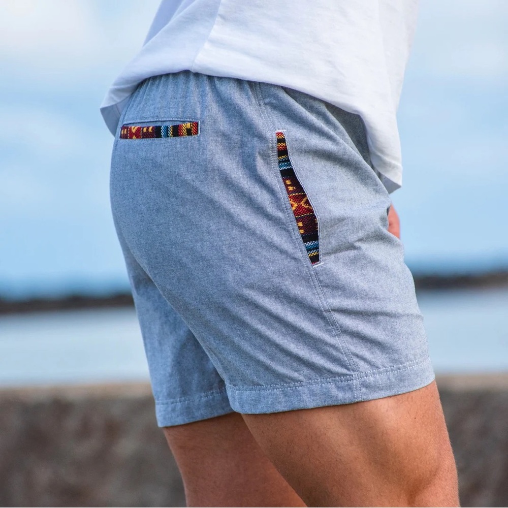 Stylish Gray Men's Shorts with Colorful Accents